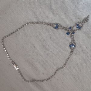 Rhinestone and Sapphire Blue Cut Glass Necklace